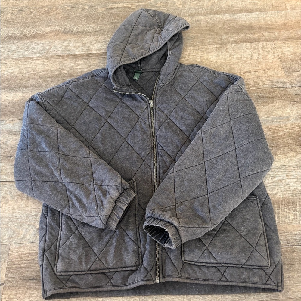 Wild Fable Quilted Hooded Jacket - Gray